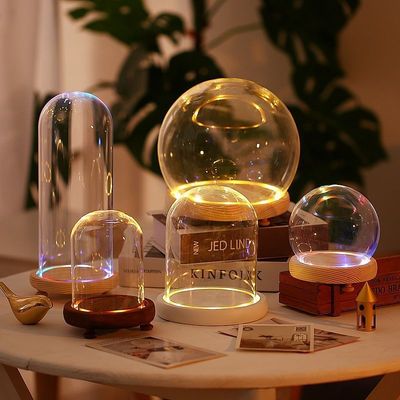 Spend eternity Glass cover Promotion luminescence base Garage Kit Scenery Antique doll dustproof Decoration
