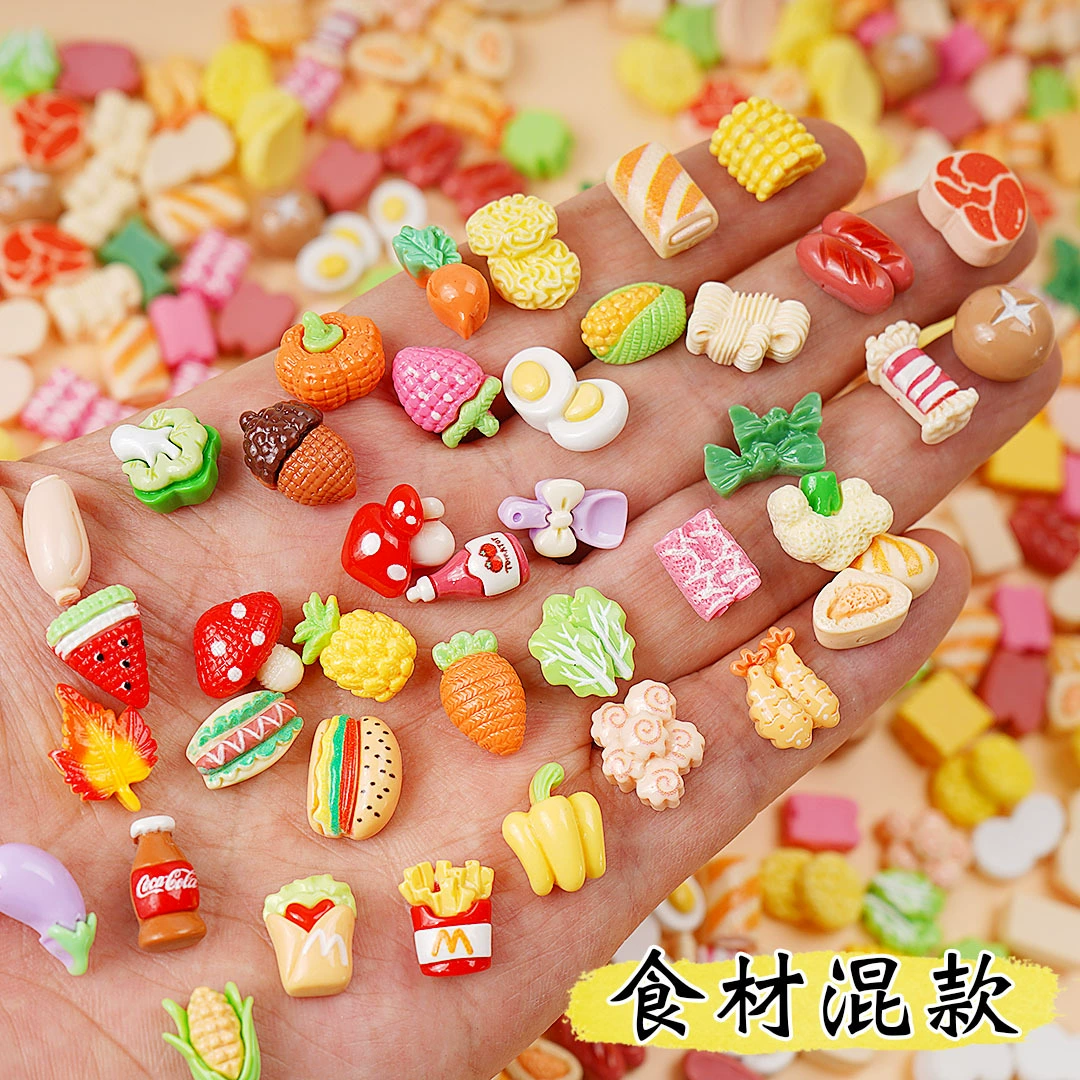Миниатюрные искусственные игрушечные продукты для горячего горшка, материалы для самостоятельного изготовления, гарниры, кукурузные ингредиенты, смоляные продукты, заколки для волос, аксессуары ручной работы