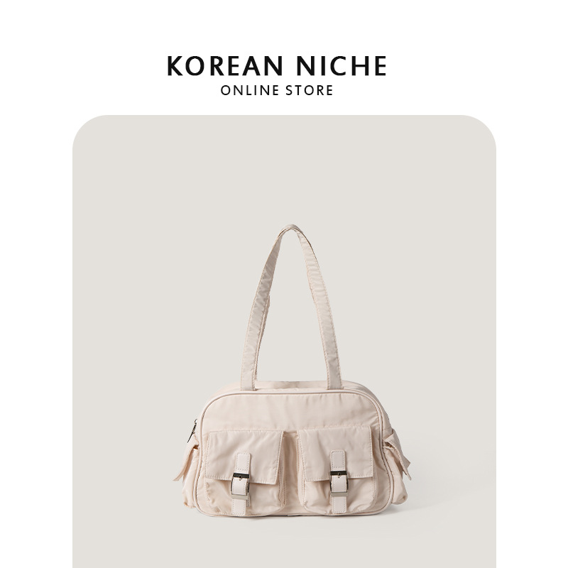 2024 New Japanese and Korean Harajuku Style Shoulder for College Students Fashion Nylon Multi Pocket Large Capacity Tote_voghion.com