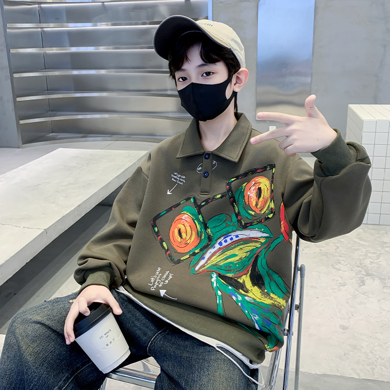 Children's Clothing Boys' Spring and Autumn POLO Shirt Sweater 2024 New Style Distinctive Stylish Base Shirt Top Middle and Big Children's Fashion