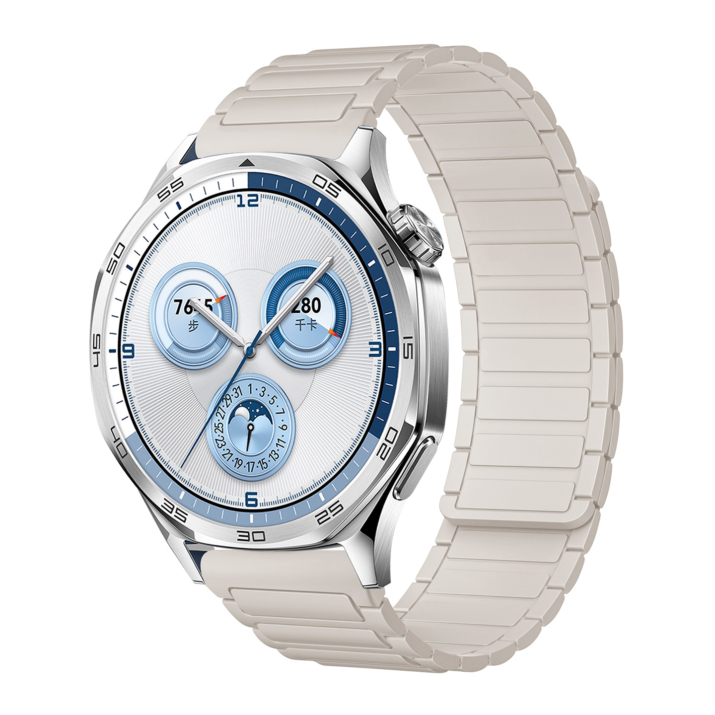 The watch4567 Armored I-shaped three-bead silicone magnetic watch strap is suitable for Huawei gt3, GT4 and GT5 watches undefined