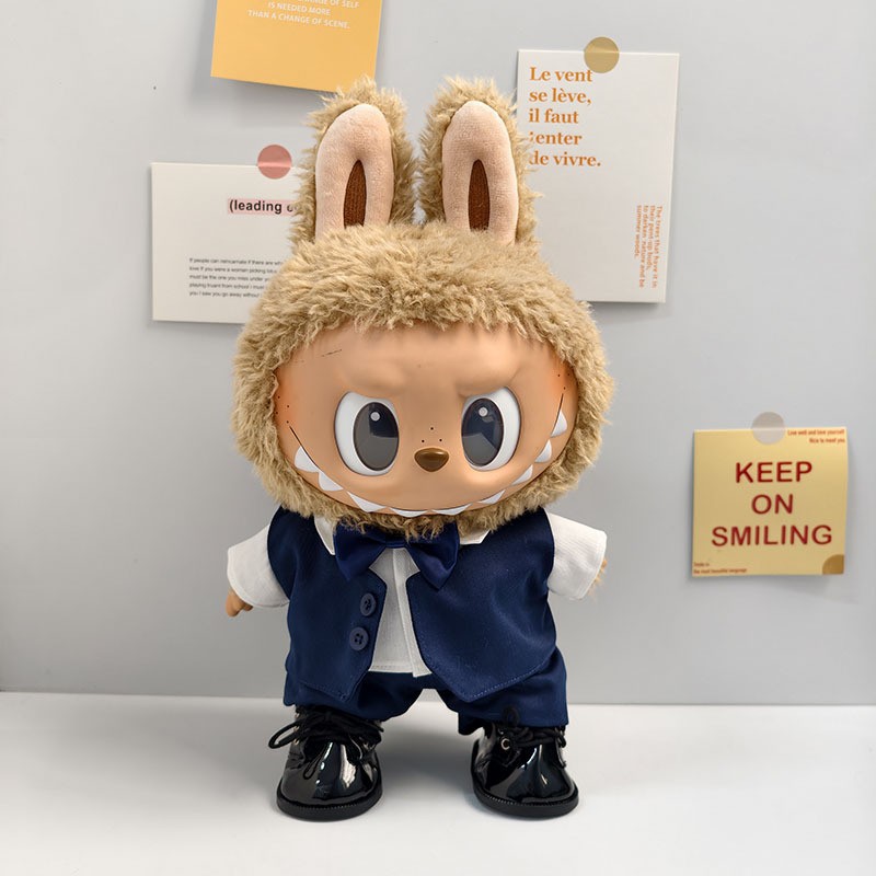 Ropa de muñeca de peluche de vinilo Labubu de 38cm para ropa de muñeca La Bu Time to Chill