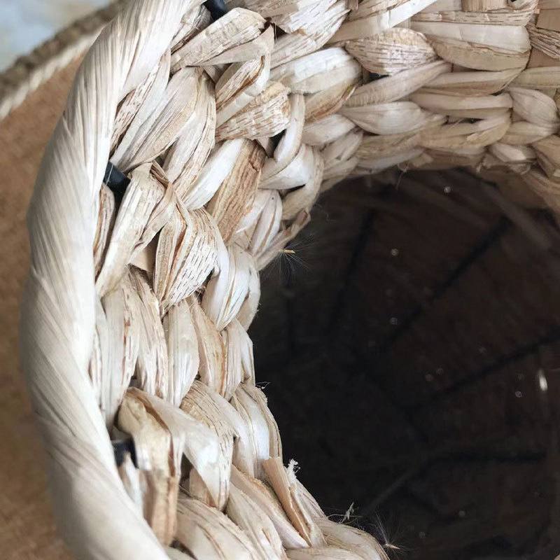 Cesta decorativa tejida de hierba estilo nórdico para flores secas y sala de estar