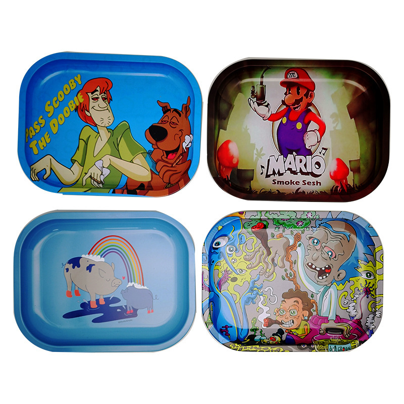 Factory direct small garbage tinplate plate color printing pattern iron tray fruit candy plate iron box Factory direct small garbage tinplate plate color printing pattern iron tray fruit candy plate iron box