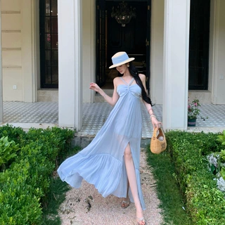 新款夏装性感镶钻长裙气质收腰连衣裙女