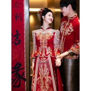 Heavy Industry Senior Xiuhe Clothing 2024 New Chinese Bridal Clothing Wedding Toast Clothing Dragon and Phoenix Gown Wedding Clothing Thin Summer
