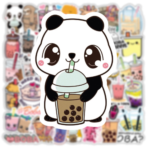 50 cute bubble milk tea graffiti stickers for notebook guitar thermos cup trolley case waterproof self-adhesive stickers