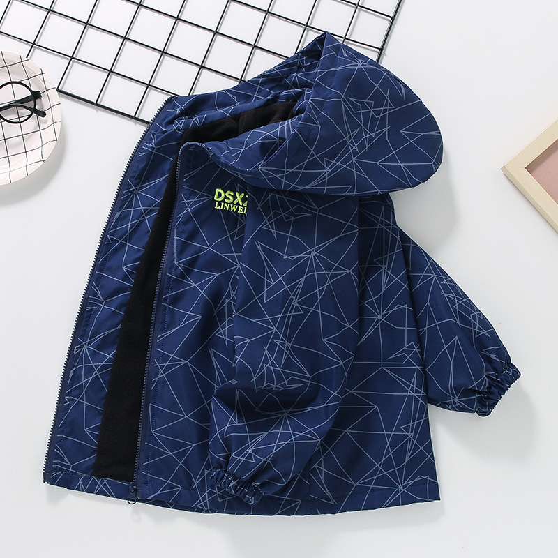 Boys' Spring and Autumn Jacket 2026 New Model Children's Fleece-Lined Thickened Autumn and Winter Windbreaker Jacket for Older Kids Boys' Spring and Autumn Jacket 2026 New Model Children's Fleece-Lined Thickened Autumn and Winter Windbreaker Jacket for Older Kids