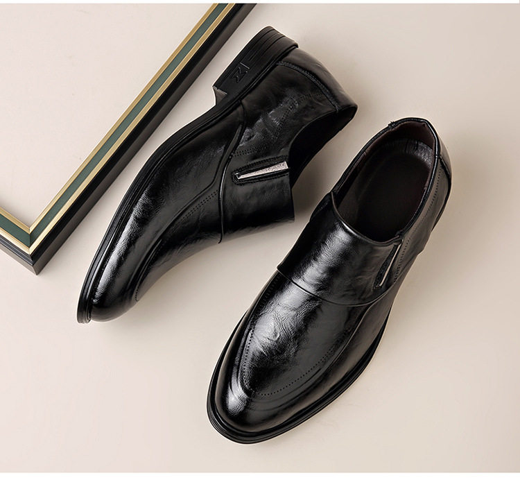 Giày da nam cao cấp dập nổi mũi nhọn kiểu Anh, giày lười công sở lịch lãm — WZ889 màu đen chi tiết 15