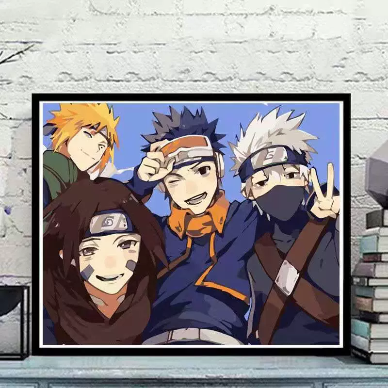 跨境数字油画海贼王灌篮高手火影忍者儿童手工diy装饰绷框画定制