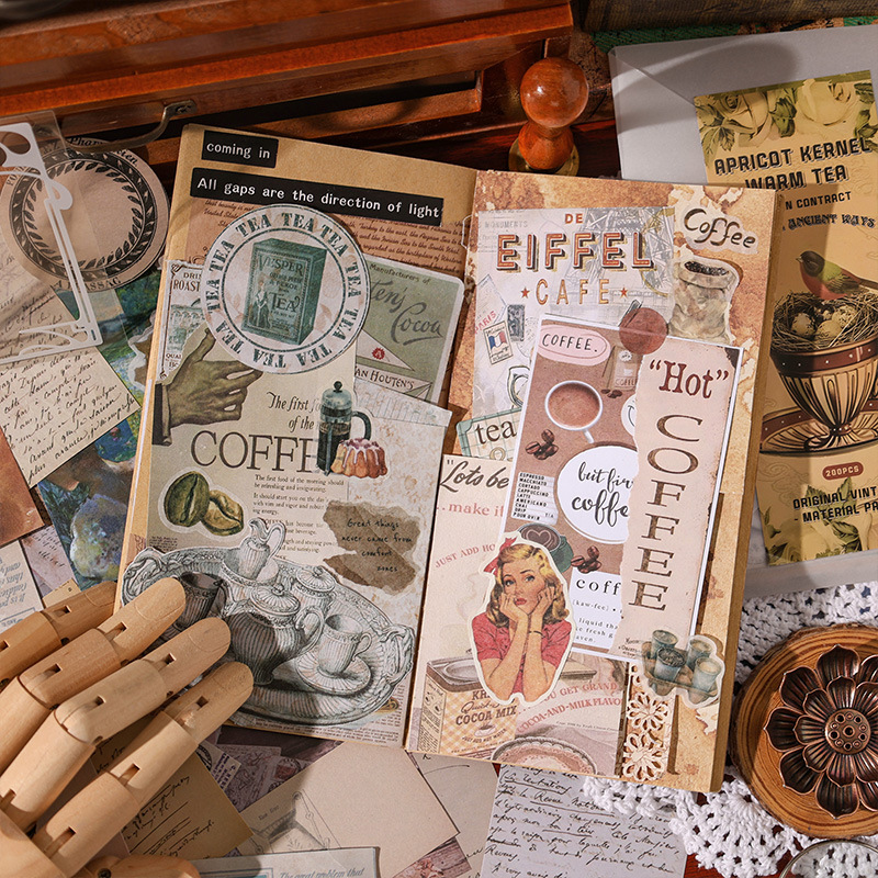 Otoño contrato libro serie retro material traje DIY diario decorativo pegatinas retro mensaje nota papel