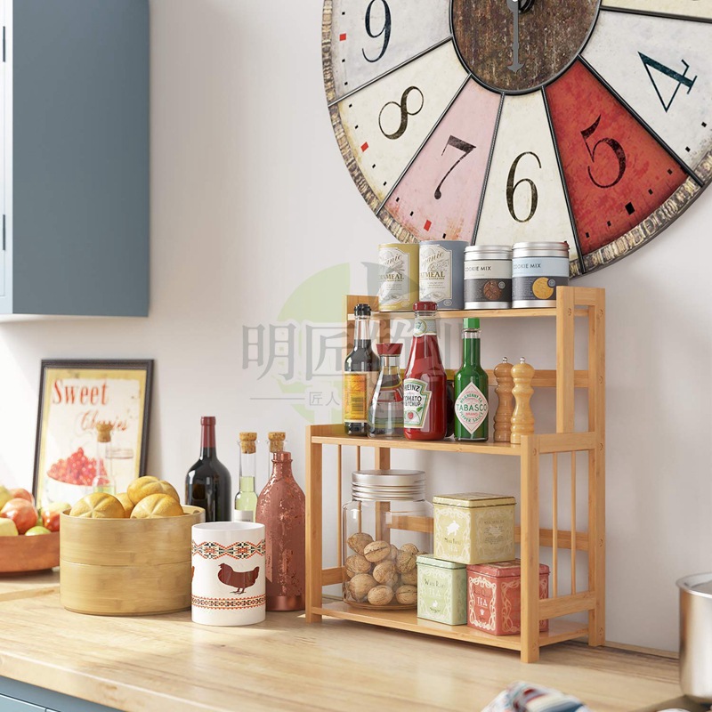 Bamboo Spice Rack Bottle Jars