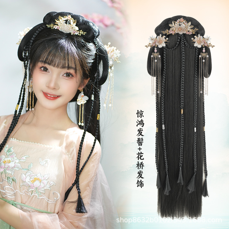 징홍빵 + 꽃다리 헤어 액세서리 세트