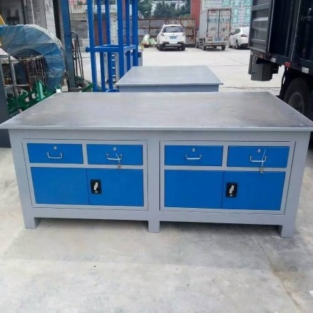 虎钳钢板桌 飞模台钳工装配工作台模具维修钢板台配置4个重型脚杯