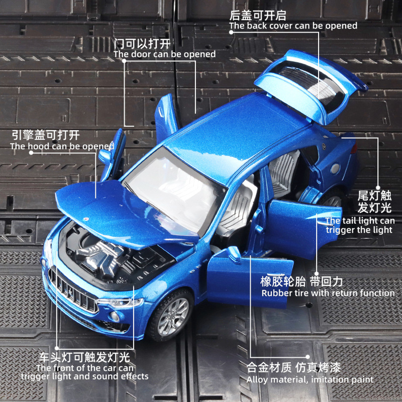 Modelo de Auto SUV de Aleación Escala 1:32 con Sonido y Luz, Retroceso para Niños