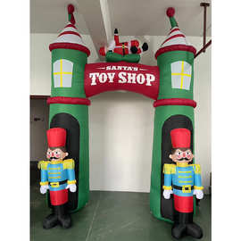 圣诞节门庭布置道具 大兵小马充气拱门 胡桃夹子圣诞老人气拱门