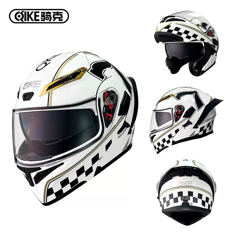 Riding motocicleta doble lente exposición casco motocicleta casco completo personalidad gran cola Caballero seguridad cuatro estaciones casco universal