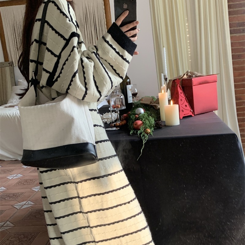 实拍~慵懒风日系复古毛衣开衫秋冬新款宽松长款过膝连衣裙女89533|undefined