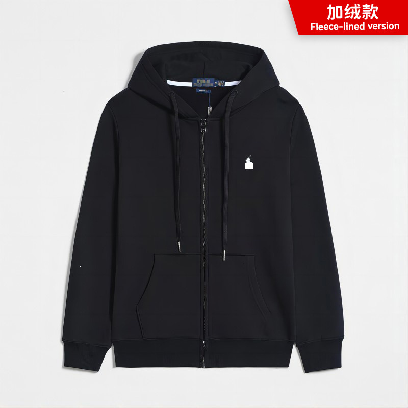 Cross-border fleece-lined Polo shirt with embroidered pony logo, men's casual pure cotton RL hooded sweatshirt, factory direct supply Cross-border fleece-lined Polo shirt with embroidered pony logo, men's casual pure cotton RL hooded sweatshirt, factory direct supply