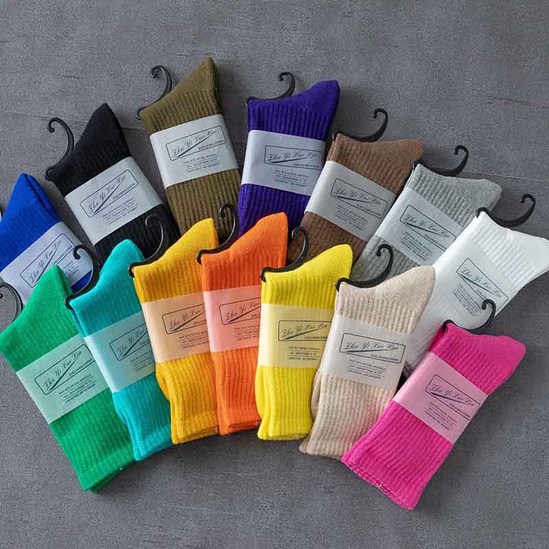 Colorful Towel Socks Men's Terry Mid-Calf Socks Thickeneded Pure Colorful Sports Stockings Ball Winter Towel Bottom Basketball Socks