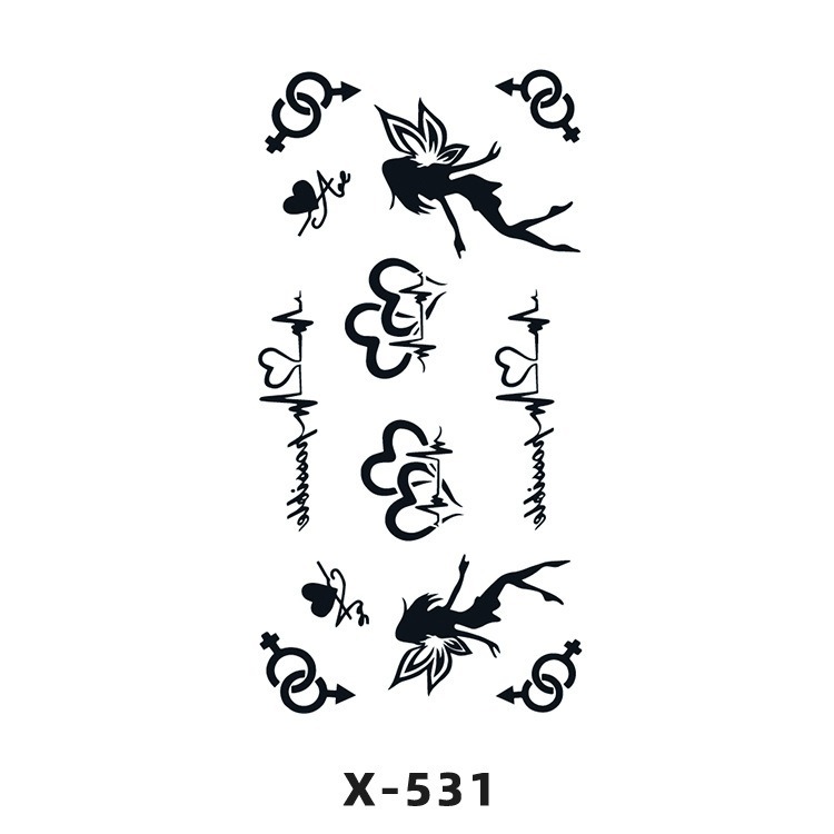 Arco de flor pequeña pegatinas de tatuaje fresco 3D dibujos animados transfronterizo Henna rosa impermeable texto en inglés pegatinas de tatuaje