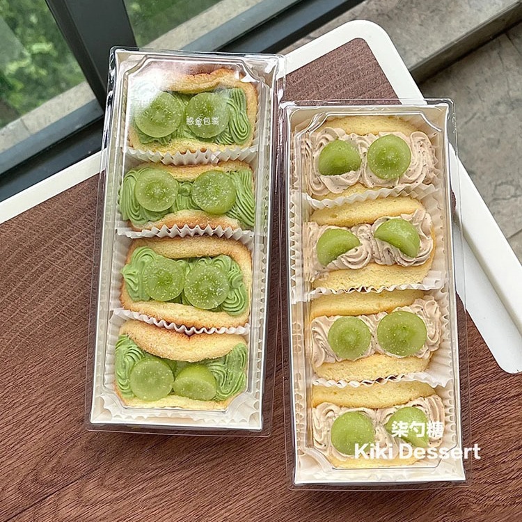 Caja de embalaje de rollo de abrazo de fresa 3 4 Pack nieve Meiniang Swiss roll puff sandwich para hornear caja de embalaje con tapa