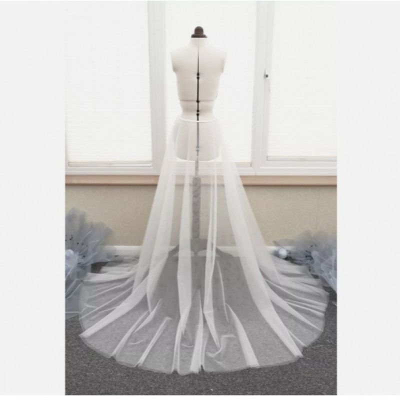Long Mop Bride Double-Layer Mesh Skirt Lace-Up Thin Matching Dress Long Dress Prom Accessories Plain Yarn for Women