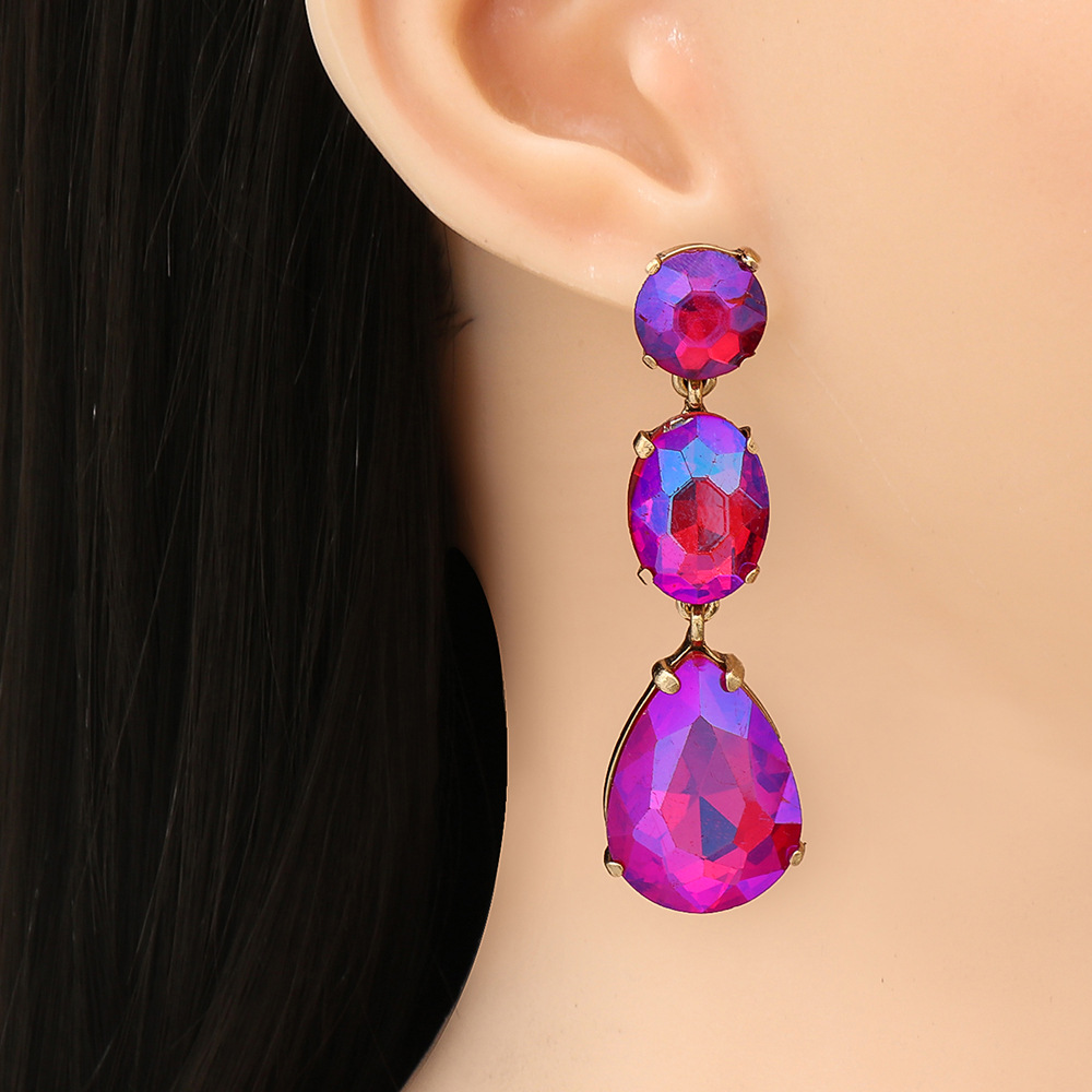 Fashion Drop-shaped Colorful Diamond Earrings display picture 16