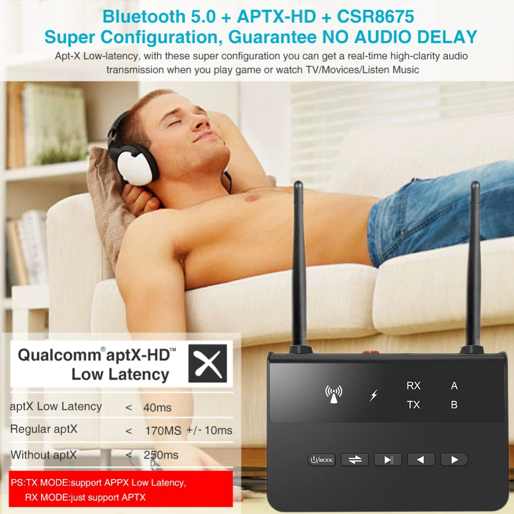 2025 Bluetooth 5.4 Qualcomm решение приемник передатчик два в одном AUX/RA car TV APTX Adaptive