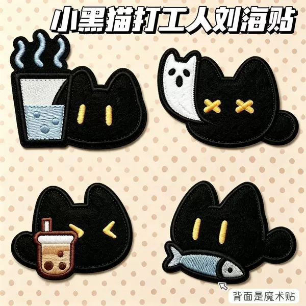 Cute little black cat magic tape bangs sticker for women, sweet and girly, seamless hair fixing tool, hair accessory