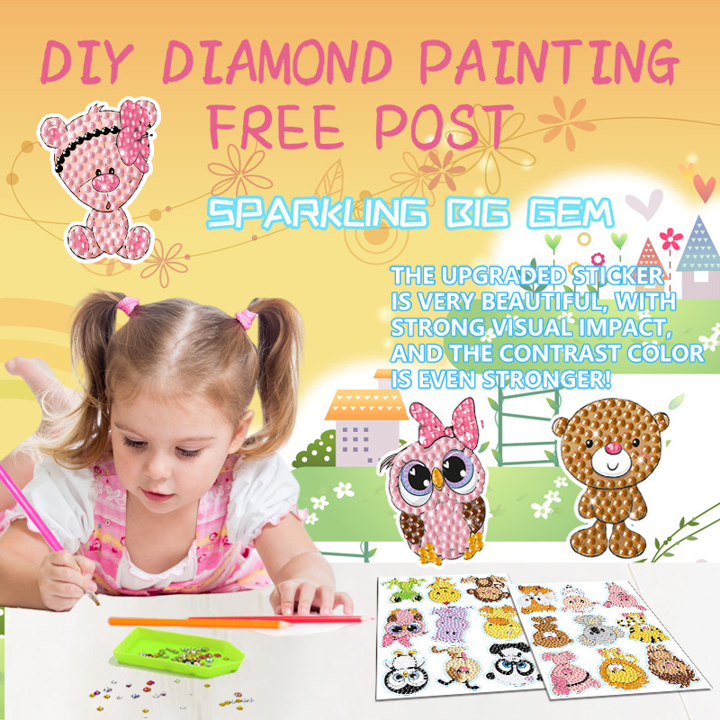 Explosiones transfronterizas niños creativos diamante pegatinas hechas a mano diy dibujos animados puzzle regalo pegatinas diamante pintura al por mayor