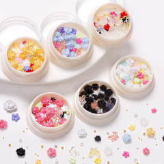 New trendy 3D nail products, multi-color, high-end cherry blossom butterfly five-petaled flower steel ball nail accessories with diamonds