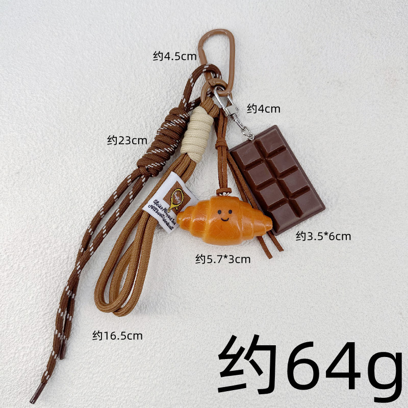 Comida de simulación de viento ins, bolsa de superficie de agua alcalina transfronteriza miu, colgante de chocolate, joyería, llavero de personalidad linda