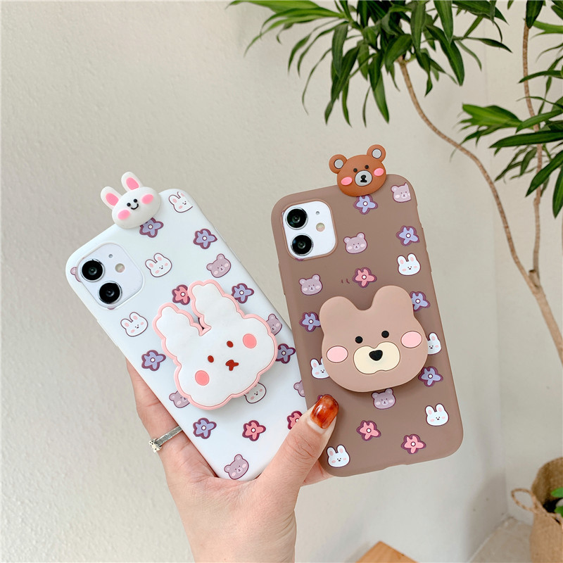 Cute Cartoon Bear & Rabbit Protective Phone Case For Apple Iphone_voghion.com