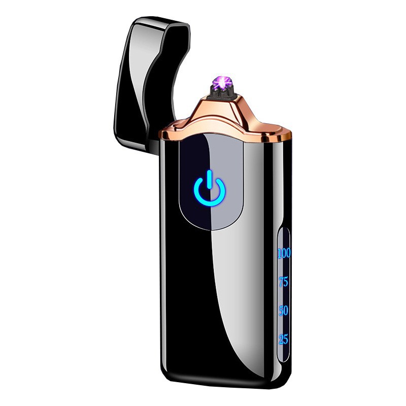 Modello HB196B Accendino a impulsi a doppia fiamma potente e resistente, in metallo antivento e ricaricabile, modello HB196B._voghion.com