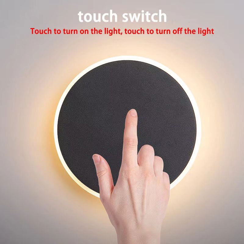 Lámpara de pared redonda de detección táctil moderna minimalista ultra delgada cabezal de cama estudio sala de comedor pasillo red lámpara de pared roja