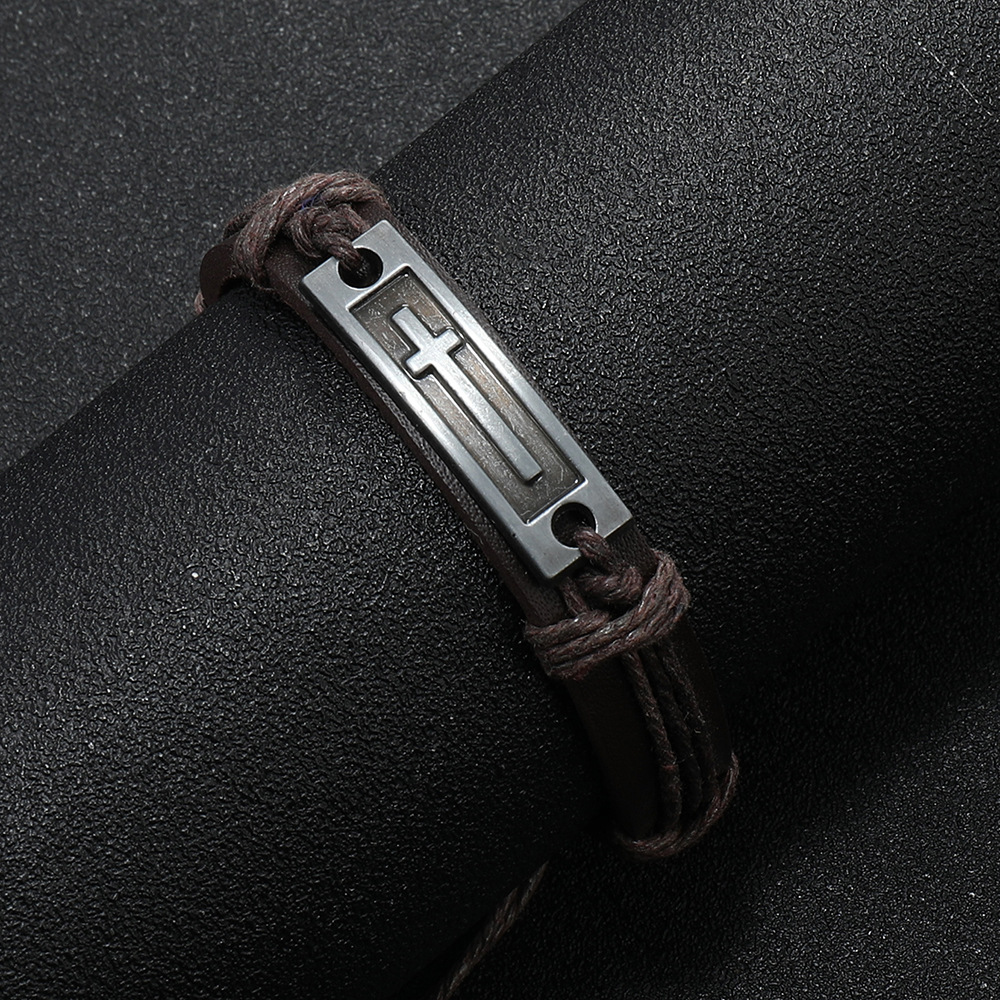 Bracciale in pelle da uomo intrecciata in lega, bracciale in corda di canapa, piccoli accessori_voghion.com