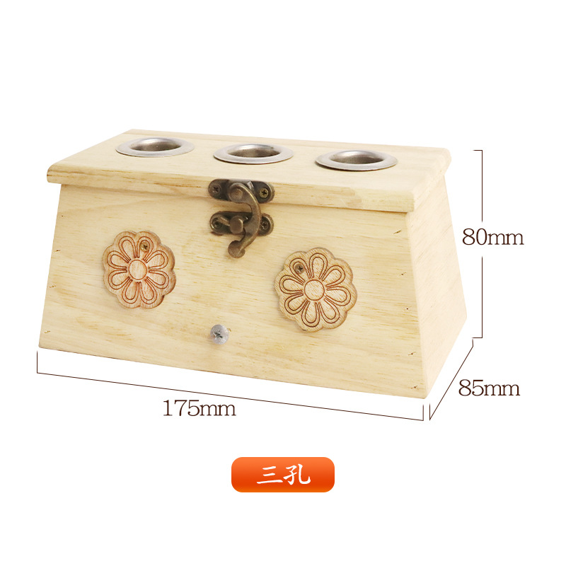 Wooden Moxibustion Box 6 Hole Oak Portable Moxa Burner with Acupoint Chart for Home Full Body Use preparation