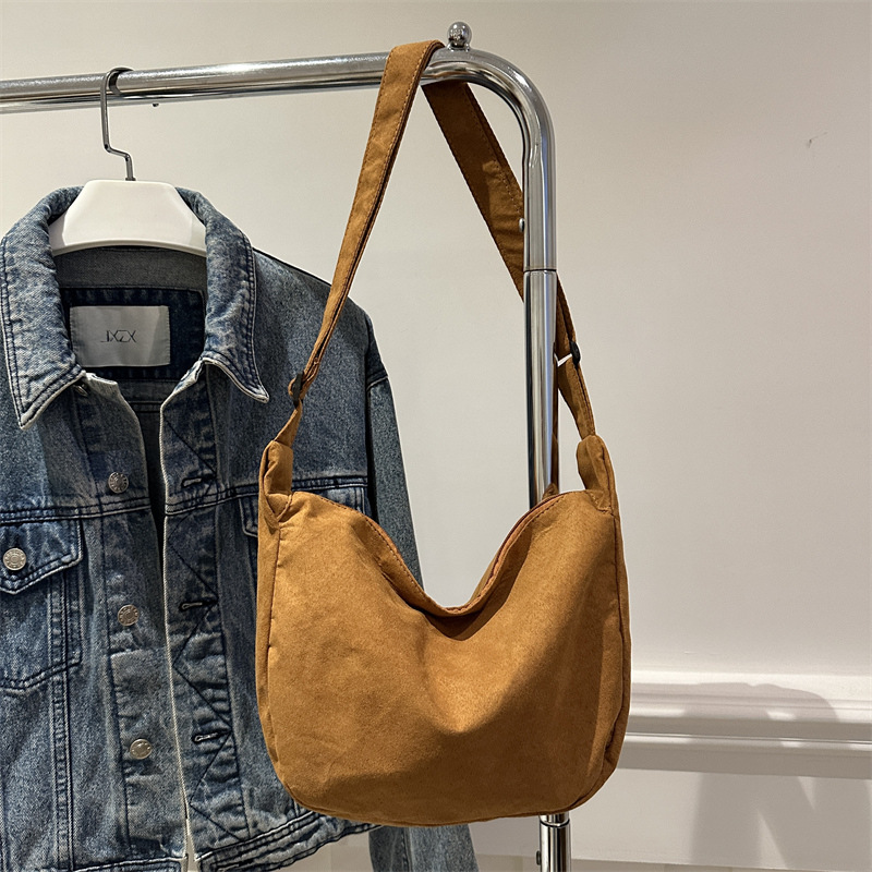 Bolsa de lona simple de color sólido, bolsa de viaje de gran capacidad, bolsa de hombro de viaje casual, bolsa de nicho, bolsa de estudiante ligera