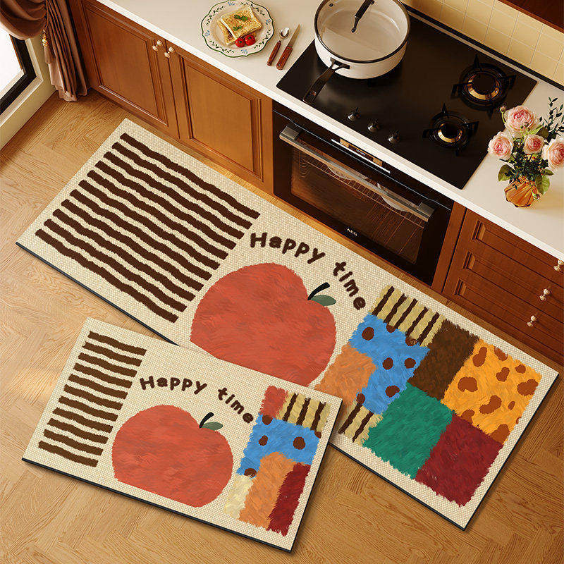 American retro cocina alfombra de suelo de absorción de agua alfombra de suelo de puerta de aceite dos piezas conjuntos de alfombra antideslizante resistente al desgaste fácil de cuidar