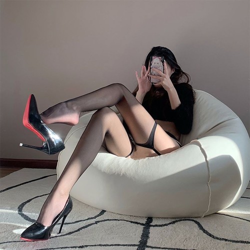 Sexy spaghetti one-piece stockings, sheer and alluring white tights—sensual black silk style for women, long-length over-the-knee design with extra-thin, snag-resistant construction for spring and summer.