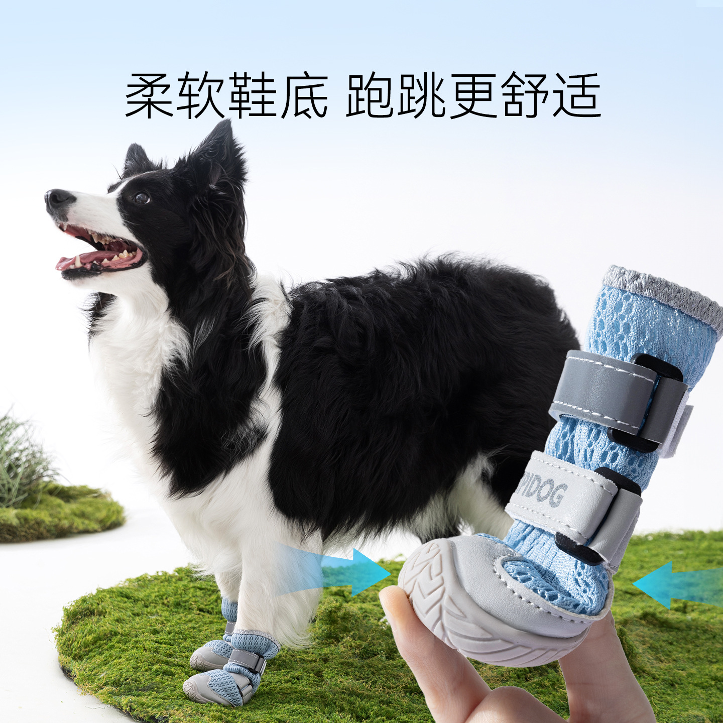 Zapatos para perros grandes, transpirables y resistentes al desgaste, para primavera y verano, para uso en exteriores, superficie de malla, zapatos reflectantes para perros pequeños y medianos para la noche.