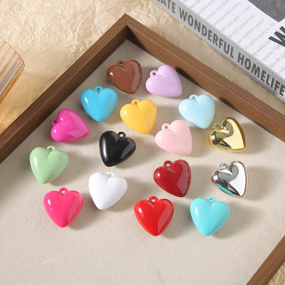 34*32mm paint color love pendant bright paint heart pendant heart-shaped decorative diy jewelry accessories wholesale