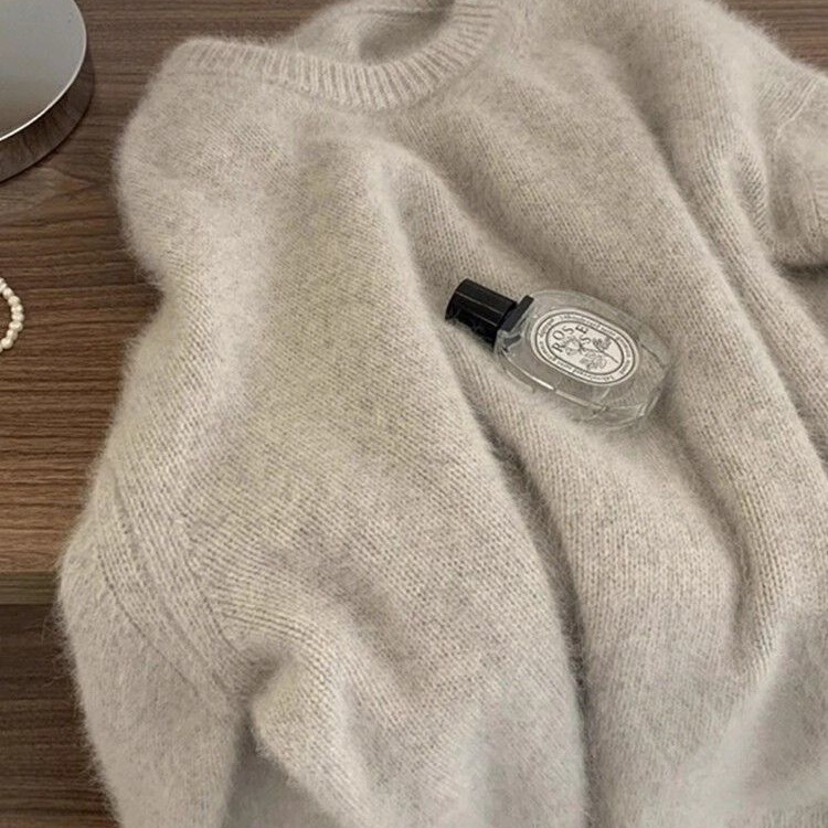 Soft and Versatile Solid Color Round Neck Sweater for Women, Winter Thick Lazy Style, Fufu Inner Knit Top Soft and Versatile Solid Color Round Neck Sweater for Women, Winter Thick Lazy Style, Fufu Inner Knit Top