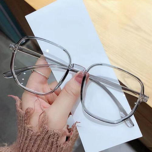 New internet celebrity polygonal glasses frame women's trendy large frame anti-blue light flat glasses same style myopia finished product