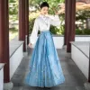 White blue skirt, with embroidery