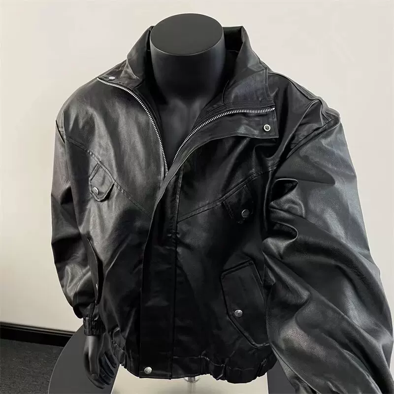 Свободная куртка из мягкого полиуретана (эко-кожа), бомбер, молния, M–3XL
