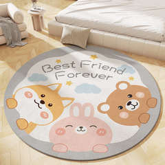 Cartoon Lamb Fleece Bedroom Carpet Full Spread Living Room Sofa Imitation Lambskin Mat Home Use Children's Room Plush Round Rug