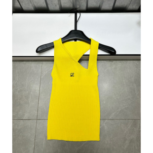 2025 Summer New Style Luo Yi Side V Sleeveless Pullover Vest Slim Fit Versatile Women's Knitted Top