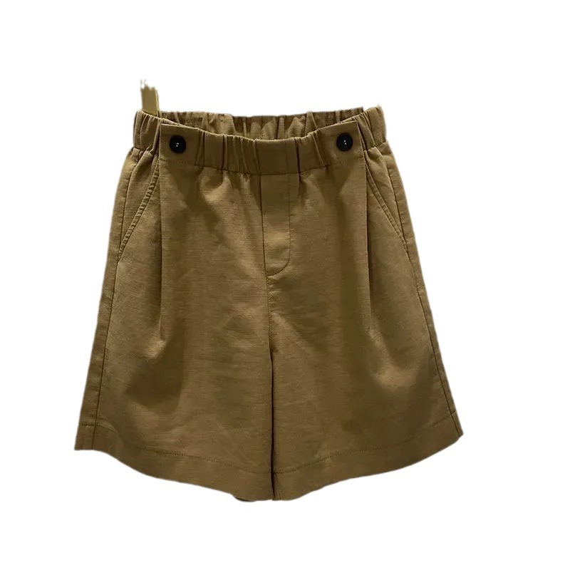Plus size% cotton casual shorts women's summer loose fat sister mm elastic waist slimming wide leg pants